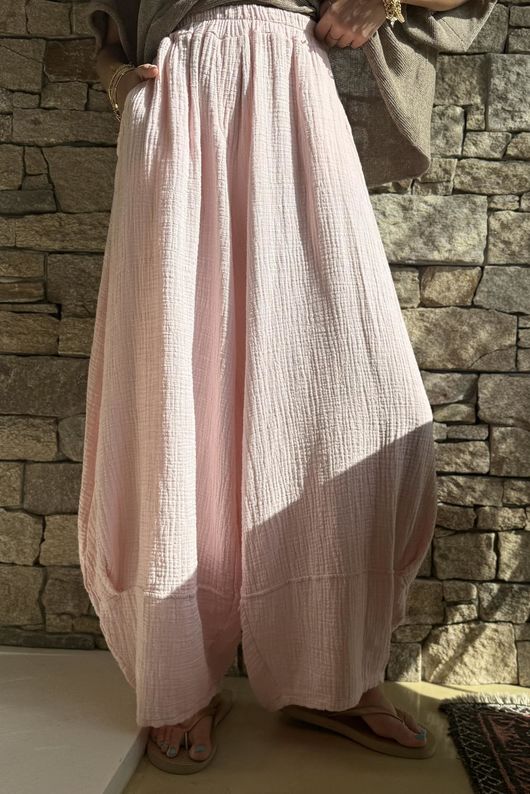 Tasha Cushion Cotton Balloon Barrel Pant Seashell